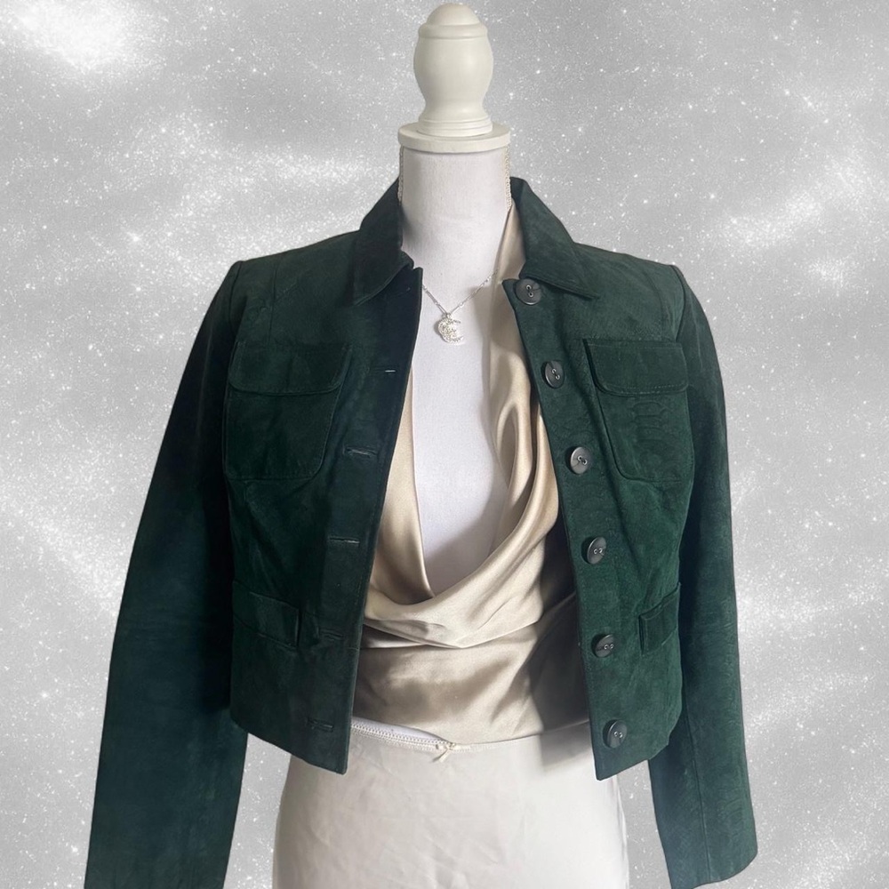 1990s Bernardo Forest Green Suede Jacket